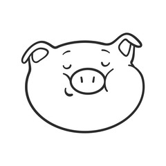 Emoji pig for coloring book. Emoticon icon