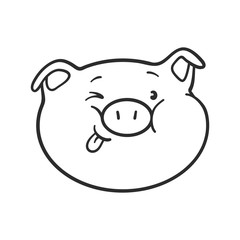 Emoji pig for coloring book. Emoticon icon