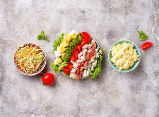 Set of traditional American salads. 