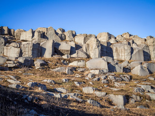 Typical basalt rocks in North Iceland