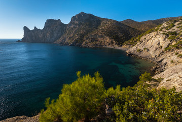 Fantastic view of Blue Bay and Karaul-Oba mountain peak at New Light resort, Crimea