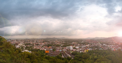 Sunset view at Khao Rang, Phuket is a spot for sunrise and view of Phuket town.