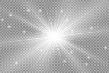 Glow light effect. Star burst with sparkles. Sun. Vector illustration.