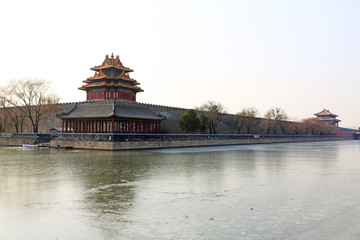 The northeast turrets of the Forbidden City on december 22, 2013, beijing, china.