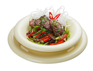 Salad with marinated veal and vegetables. Asian cuisine