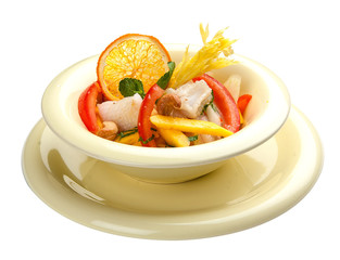 Salad with squid and mango. Asian cuisine
