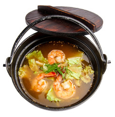 Tom Yum Goong spicy soup traditional food cuisine in Thailand