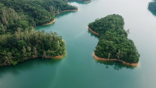 Drone fly over the lake
