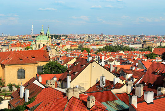 Beautiful aerial view of old Prague