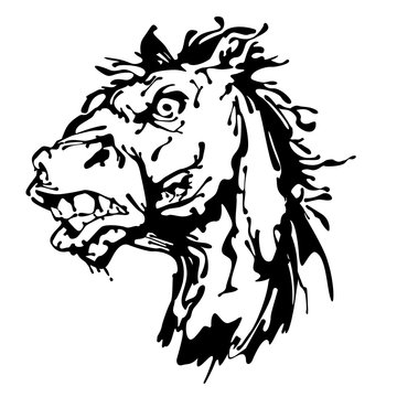 Horse Head Logo Ink stain Mascot Emblem	