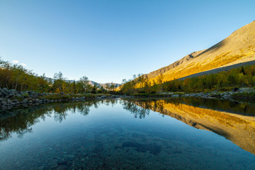 Khibiny Mountains, reflection in the lake, Kola Peninsula