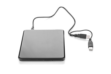 External modern drive cd-rom USB3.0 isolated on a white background.