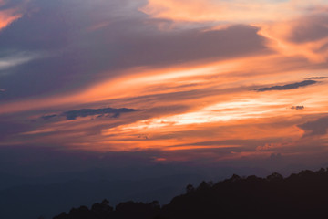 the top of the hill on evening sunset