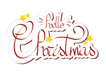 Hello Christmas lettering, elements for invitations, posters, greeting cards