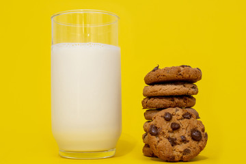 milk with biscuit in high resolution. Delicious biscuit with milk.