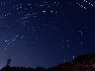 Fototapeta na wymiar Star trails in the night sky