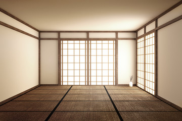 Empty room interior zen style. 3d rendering