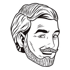 pop art man face black and white