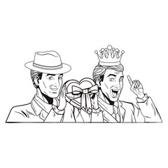 pop art retro men black and white