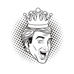 pop art man face black and white