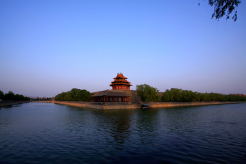 Naklejka premium Watchtower in the Forbidden City, Beijing, China