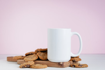 15oz mug mockup with cookies and milk