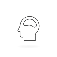 Head icon design. Human head icon or symbol design, Vector line art of human head. Thin line icon of brain process