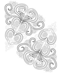 Henna tattoo doodle elements on white background. Mehendi flowers vector set. Abstract floral elements in Indian style. Ethnic ornament, coloring book.