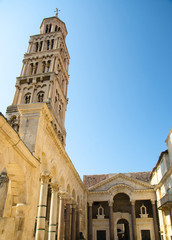 Fototapeta na wymiar Saint Domnius bell tower above buildings, Split, Dalmatia, Croatia
