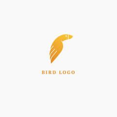 Obraz premium Bird silhouette logo. Vector abstract minimalistic illustration flying fowl. Pigeon icon. Zoo, pet shop, farm, bird feather, wild nature vector flat style logotype modern.