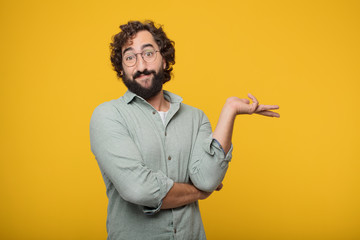 young bearded businessman expressing a concept