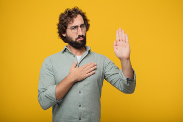 young bearded businessman expressing a concept