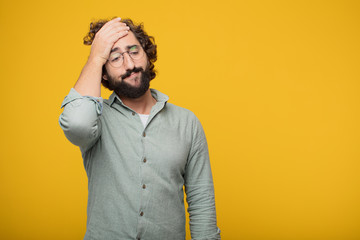 young bearded businessman expressing a concept