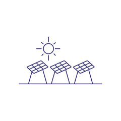 Solar battery panels line icon. Solar power generation, alternative energy, environment protection. Energy concept. Vector illustration can be used for topics like ecology, electricity, technology