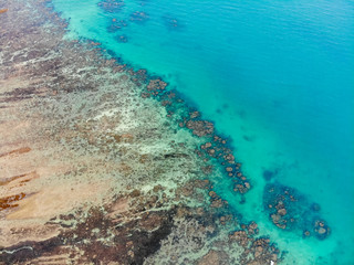 Obraz premium Sea and boat beach coast aerial view