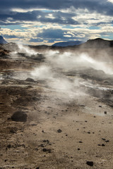 Fumarole at the geothermal / volcanic area Hverarönd Hverir at Lake Myvatn Region, Iceland