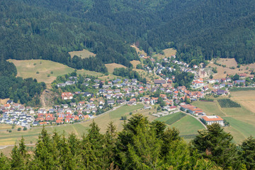Fototapeta premium Germany, Typical black forest village of Fischerbach in Kinzig valley