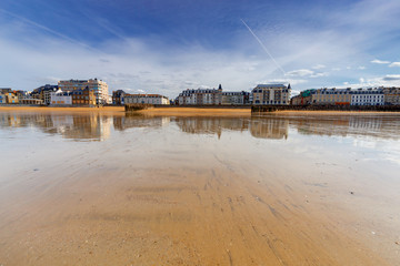 Saint-Malo. Sandy beach at low tide.