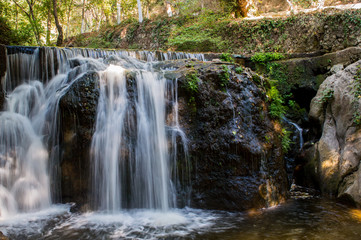 Waterfall in the summer forest