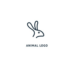 Rabbit silhouette logo. Vector abstract minimalistic illustration veterinary. Bunny icon. Pet, pet shop, zoo, clinic, Easter, rodent vector flat style logotype modern.
