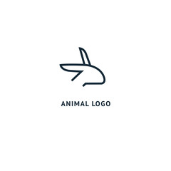 Rabbit silhouette logo. Vector abstract minimalistic illustration veterinary. Bunny icon. Pet, pet shop, zoo, clinic, Easter, rodent vector flat style logotype modern.