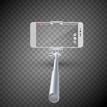 Vector illustration of Monopod Selfie stick with smartphone