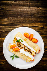 Sweet crepes with apricots