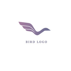 Obraz premium Bird silhouette logo. Vector abstract minimalistic illustration flying fowl. Pigeon icon. Zoo, pet shop, farm, bird feather, wild nature vector flat style logotype modern.