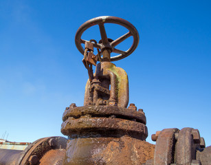 Fototapeta premium Old, rusty valve on the heating main
