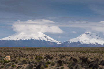 Snow Covered Volcanoes on the border of Chile and Bolivia © David Katz
