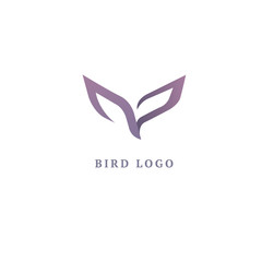 Bird silhouette logo. Vector abstract minimalistic illustration flying fowl. Pigeon icon. Zoo, pet shop, farm, bird feather, wild nature vector flat style logotype modern.