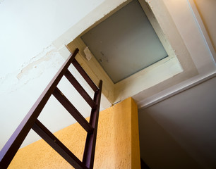 Staircase to the roof at the entrance of a multistory building