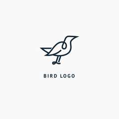 Bird silhouette logo. Vector abstract minimalistic illustration flying fowl. Pigeon icon. Zoo, pet shop, farm, bird feather, wild nature vector flat style logotype modern.