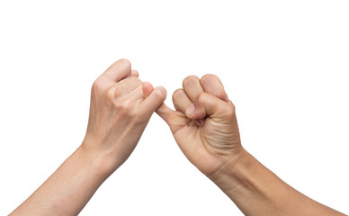 Hook each other's little finger.Together concept.